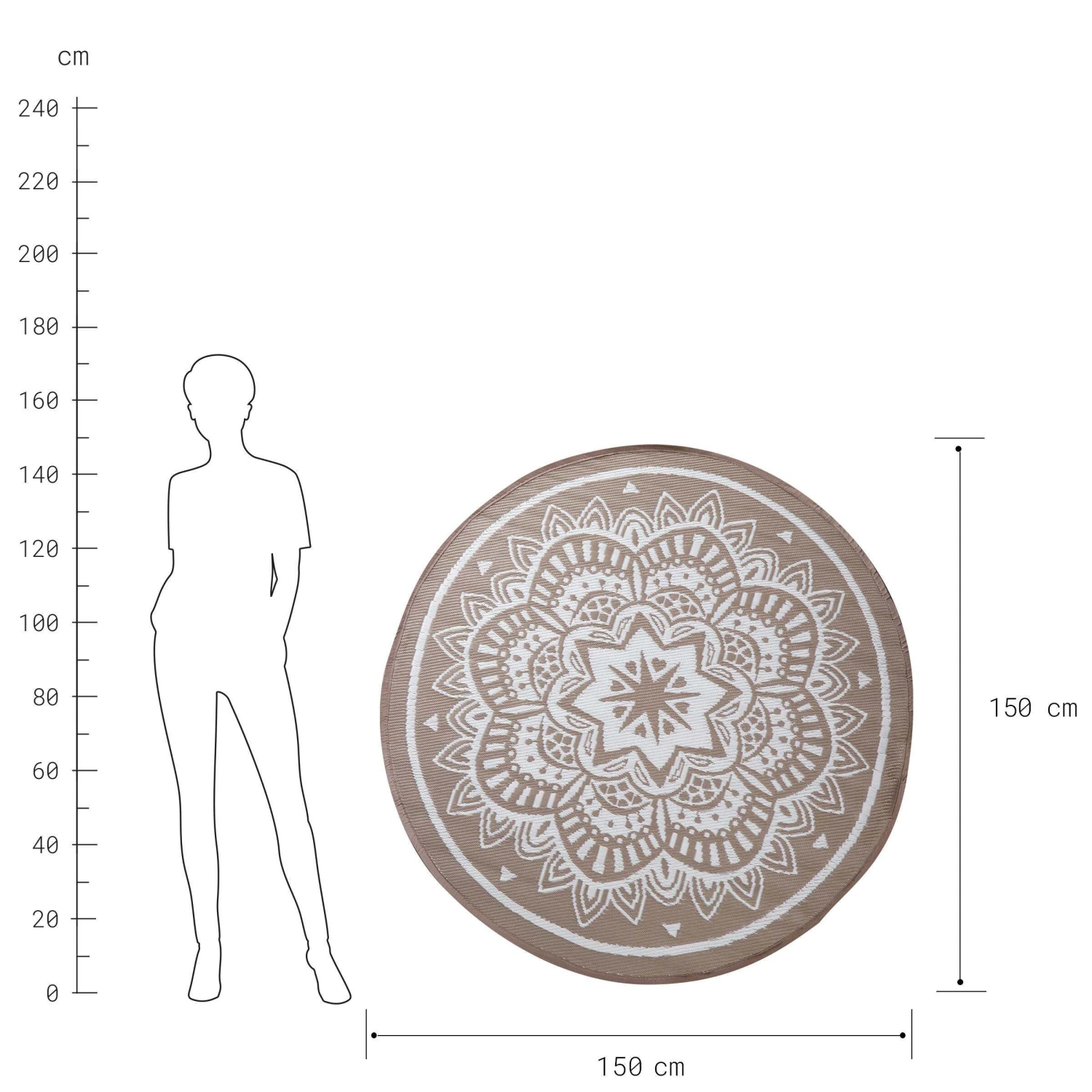 In- & Outdoor-Teppich Flora Ø150cm COLOUR CLASH In Natur-Weiß 4 In- & Outdoor-Teppich Flora Ø150cm COLOUR CLASH In Natur-Weiß – Bild 4