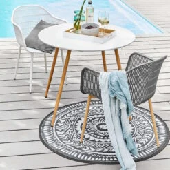 In- & Outdoor-Teppich Ø118cm COLOUR CLASH In Schwarz-Weiß -Küche Store butlers in and outdoor teppich o118cm colour clash in schwarz weiss 8