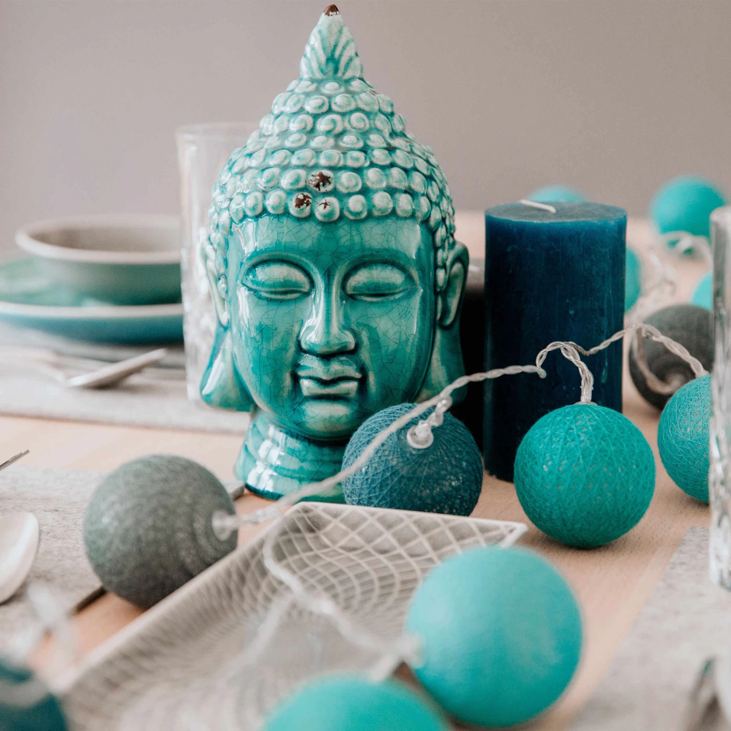 Kopf Höhe 23cm BUDDHA In Türkis 2 Kopf Höhe 23cm BUDDHA In Türkis – Bild 2