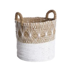Korb Ø36cm WHITE BEACH In Natur-Weiß
