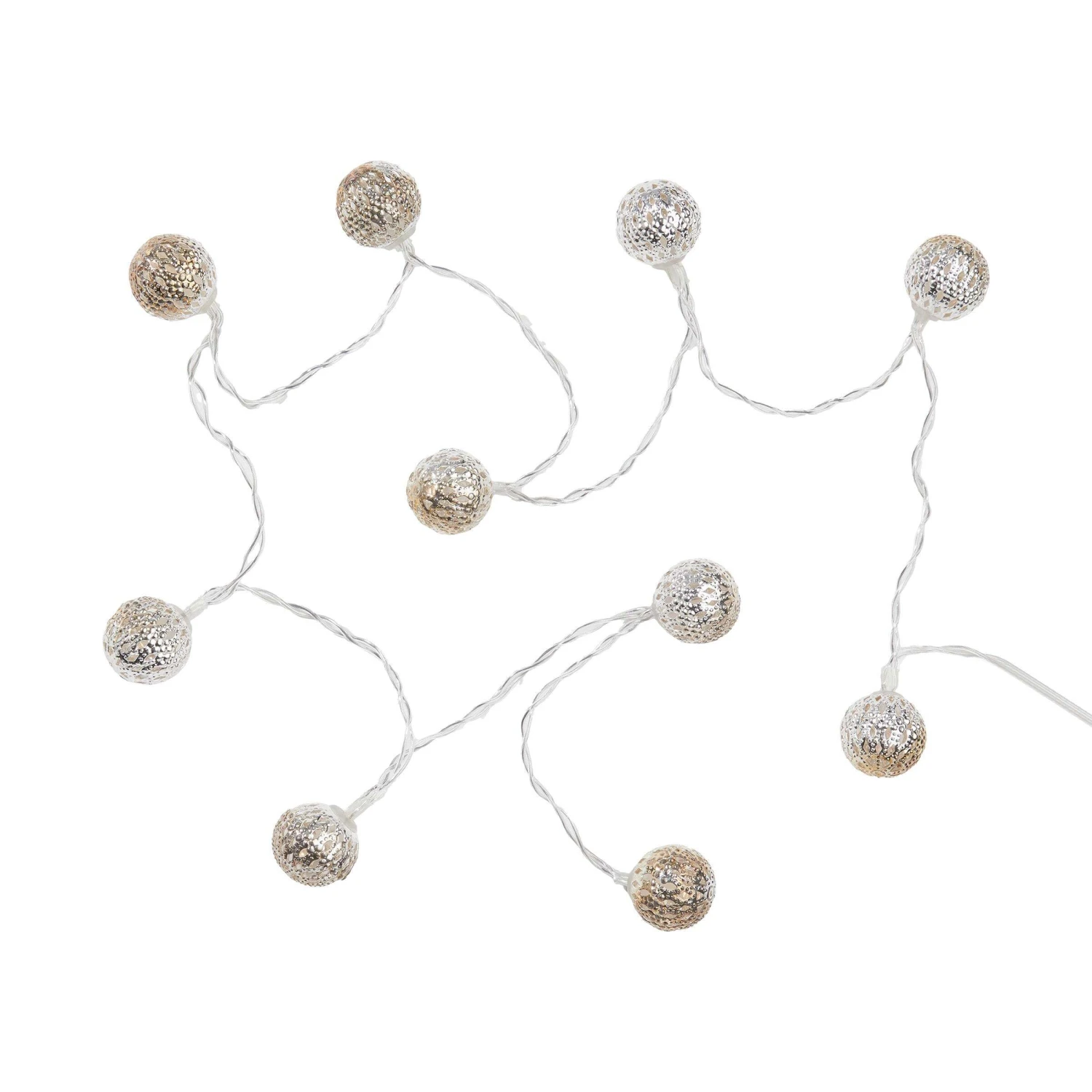 LED-Lichterkette Metallball 10 Lichter Mit USB-Batteriefach ORIENTAL LIGHTS In Silber 1 LED-Lichterkette Metallball 10 Lichter Mit USB-Batteriefach ORIENTAL LIGHTS In Silber