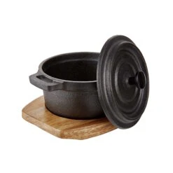 Mini-Serviertopf Mit Holzuntersetzer L 14 X B 11cm HOT IRON In Schwarz -Küche Store butlers mini serviertopf mit holzuntersetzer l 14 x b 11cm hot iron in schwarz 4