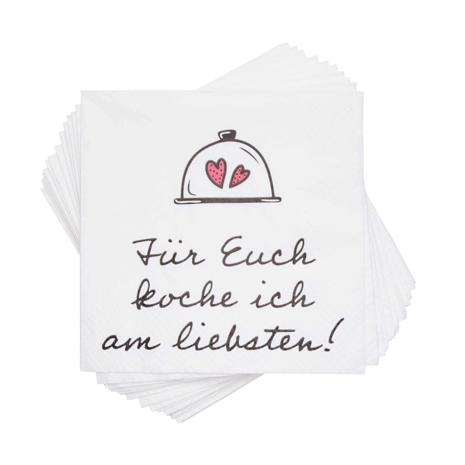 Papierserviette Für Euch Koche Ich Am Liebsten! 20 Stück APRÈS In Weiß-Schwarz 1 Papierserviette Für Euch Koche Ich Am Liebsten! 20 Stück APRÈS In Weiß-Schwarz