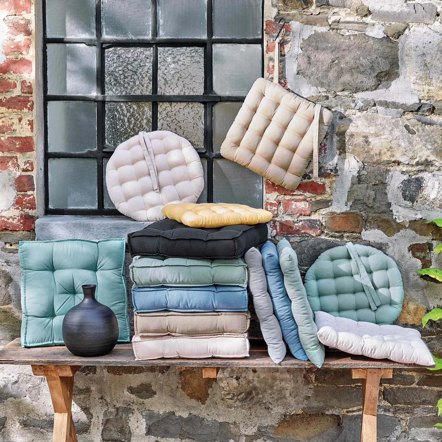 Sitzkissen L 40 X B 40cm SOLID In Türkis 2 Sitzkissen L 40 X B 40cm SOLID In Türkis – Bild 2