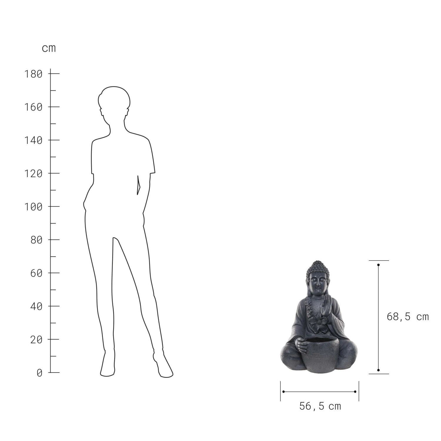 Statue Mit Blumentopf Höhe 69cm BUDDHA In Dunkelgrau 4 Statue Mit Blumentopf Höhe 69cm BUDDHA In Dunkelgrau – Bild 4