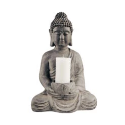 Statue Mit Kerzenteller Höhe 46cm BUDDHA In Grau -Küche Store butlers statue mit kerzenteller hohe 46cm buddha in grau 3